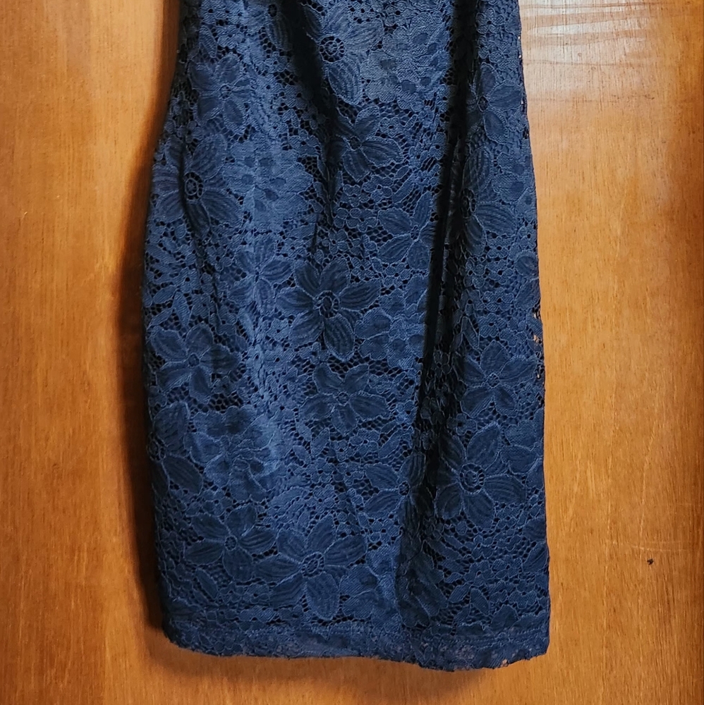Blue Mini Dress with Ruffled Off-Shoulder Design - Picture 6 of 6